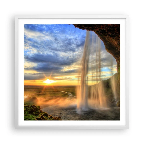 Plakát v bílém rámu - Svět za závojem kapek - 60x60 cm