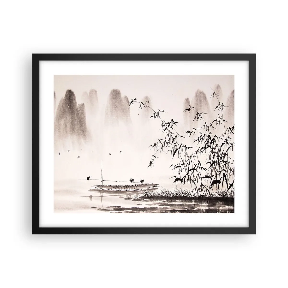 Plakát v černém rámu - Klid rýžových polí - 50x40 cm