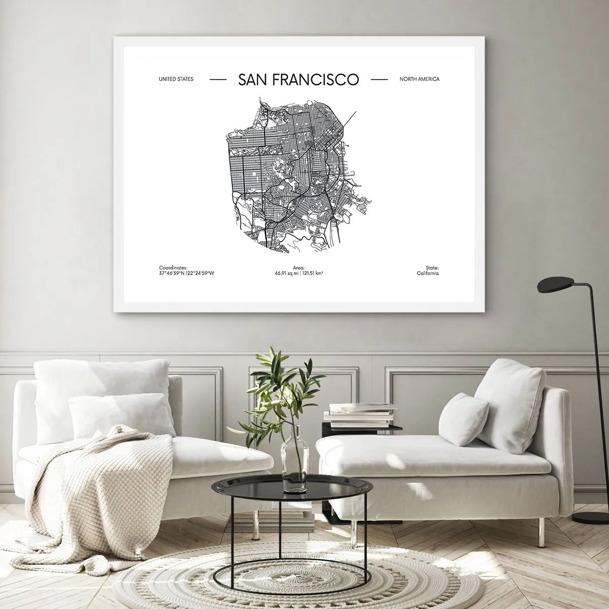 Plakát v bílém rámu - Anatomie San Francisca - 70x50 cm