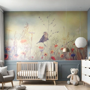 Fototapeta Samolepicí Deluxe Sticker - Portrét ptáka s loukou v pozadí - Pták, Louka, Příroda - 150x105 cm