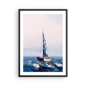 Plakát v černém rámu - Plachetnice na rozbouřeném oceánu v malířském stylu - 50x70cm - Bratrství větru - Moderní nástěnná dekorace do obývacího pokoje a ložnice ARTTOR