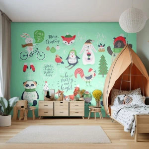 Fototapeta Samolepicí Deluxe Sticker - Ať jsou vždy Vánoce! - Pro děti, Zima, Veselá zvířata - 250x175 cm