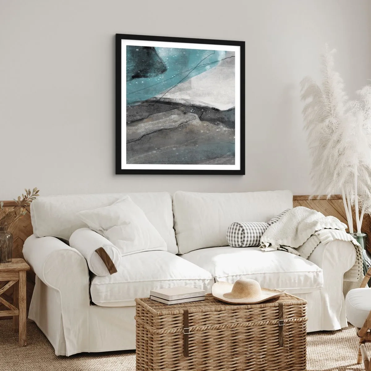 Plakát v černém rámu - Abstrakce: skály a led - 40x40 cm