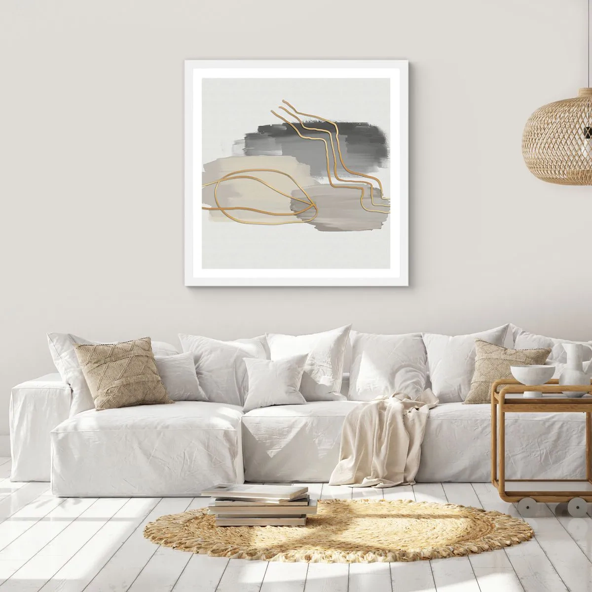 Plakát v bílém rámu - Trvání a pohyb - 60x60 cm