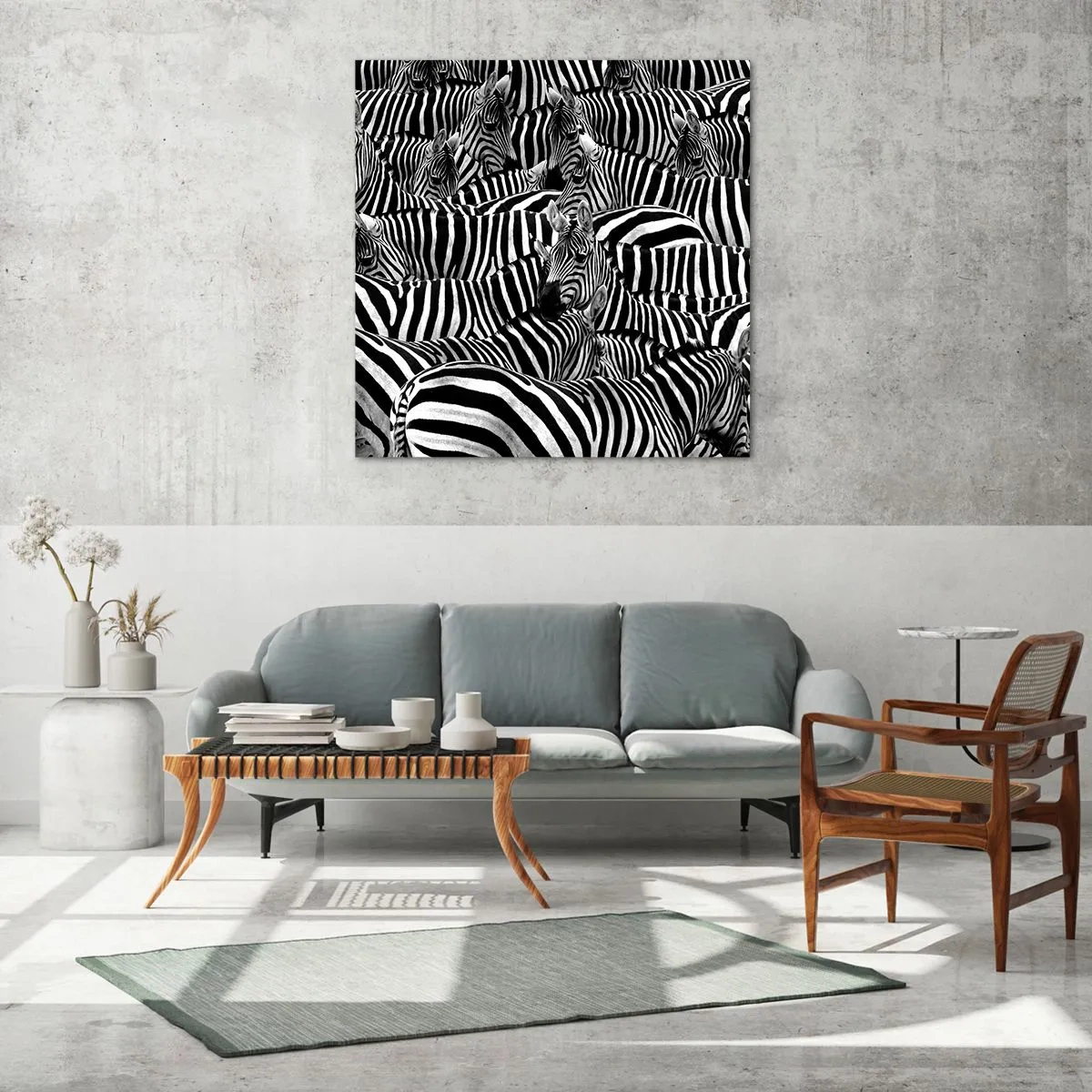 Obraz na skle - Skupinový portrét s pruhy - 60x60 cm