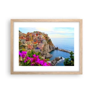 Plakát v rámu světlý dub - Usměvavé město - 40x30 cm