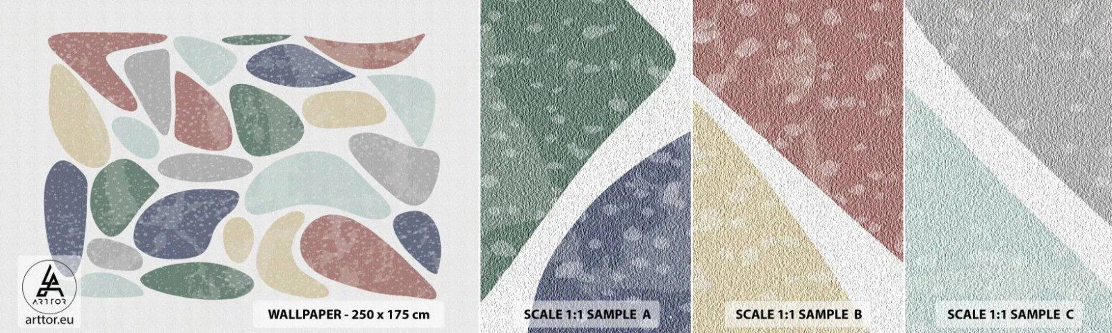 Fototapeta Vzorek Standard Eco - Mozaika práškových barev - Minimalismus, Pastel, Boho - 100x30 cm