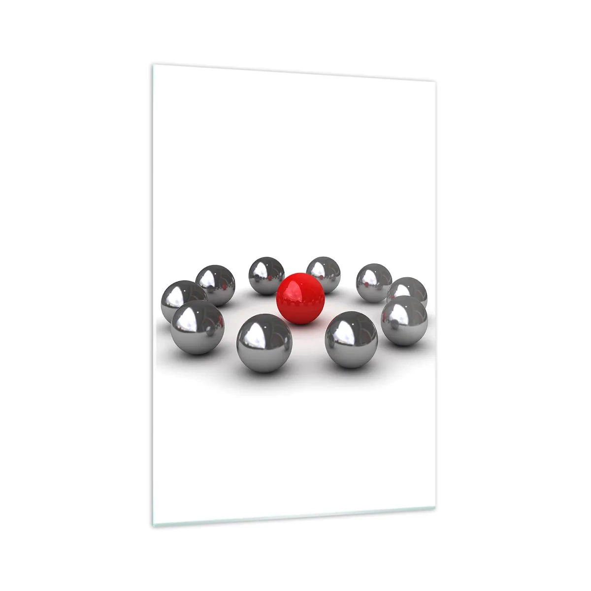 Obraz na skle - Kruh v stříbrné a červené - 70x100 cm