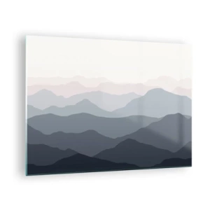 Obraz na skle - Jemné vrstvy hor v pastelových odstínech - 70x50cm - Vlny hor - Moderní nástěnná dekorace do obývacího pokoje a ložnice ARTTOR