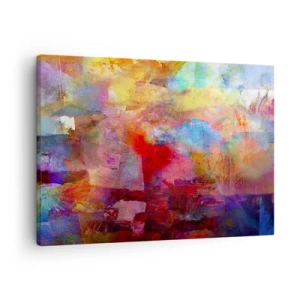 Obraz na plátně - Barevná abstrakce v teplých a studených odstínech - 70x50cm - Podívat se doprostřed duhy - Moderní nástěnná dekorace do obývacího pokoje a ložnice ARTTOR