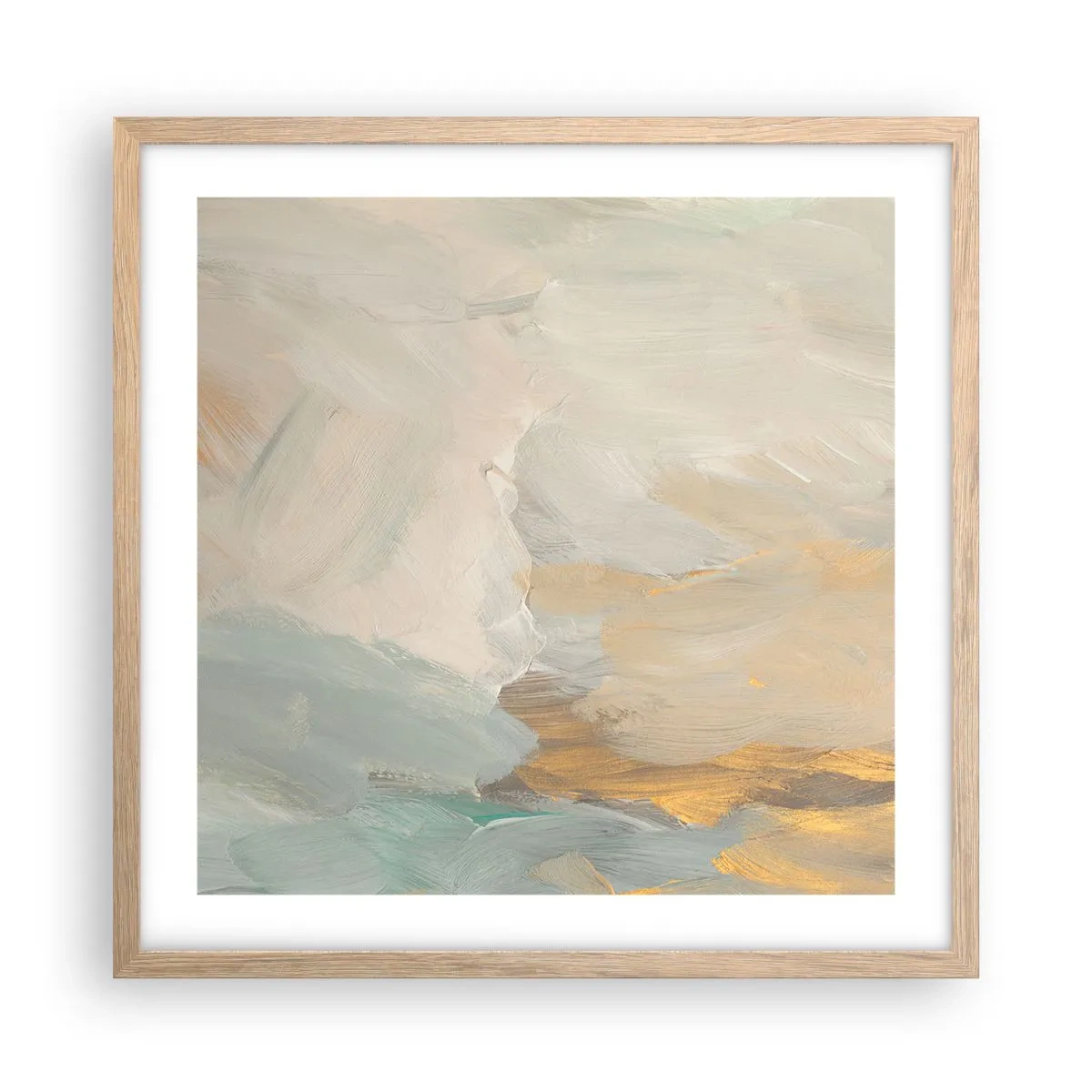 Plakát v rámu světlý dub - Abstrakce – krajina něhy - 50x50 cm