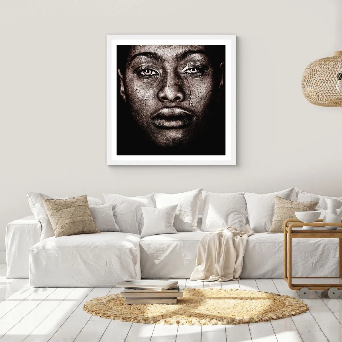 Plakát v bílém rámu - Jedna slza - 50x50 cm