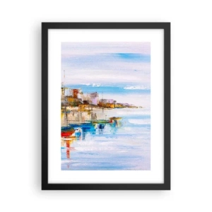 Plakát v černém rámu - Vícebarevný městský přístav - 30x40 cm