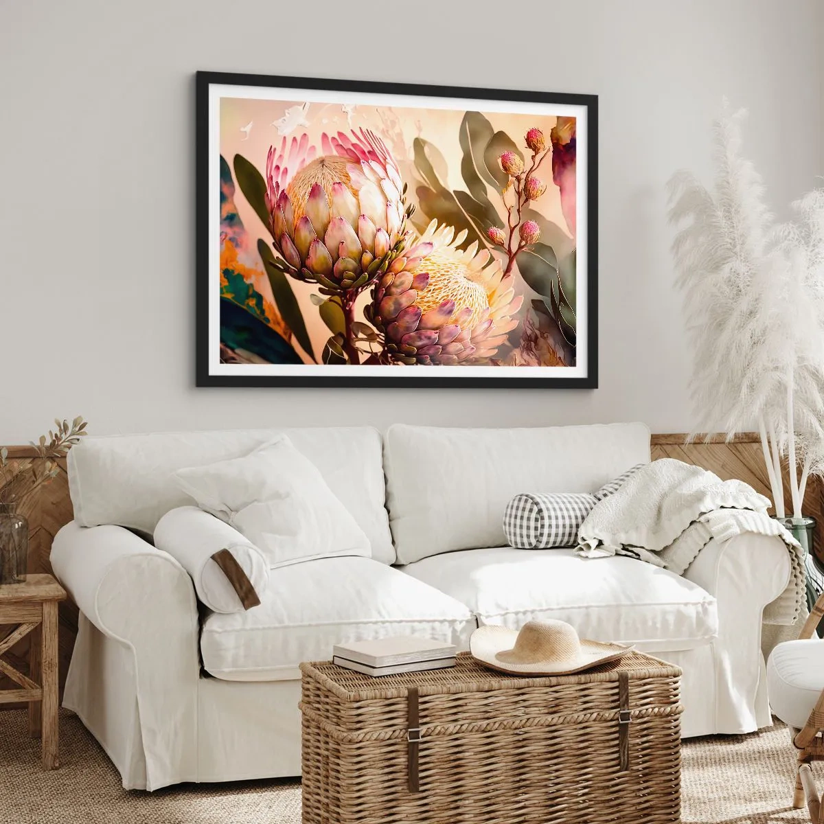 Plakát v černém rámu - Něžně objaté - 70x50 cm