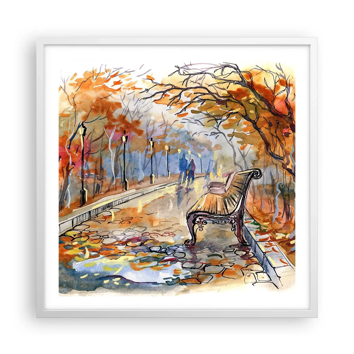 Plakát v bílém rámu - Společně putovat podzimem - 60x60 cm