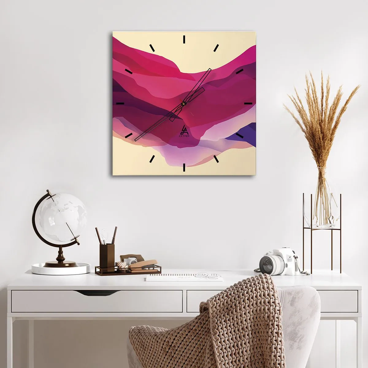 Nástěnné hodiny - Vlny fialové - 40x40 cm