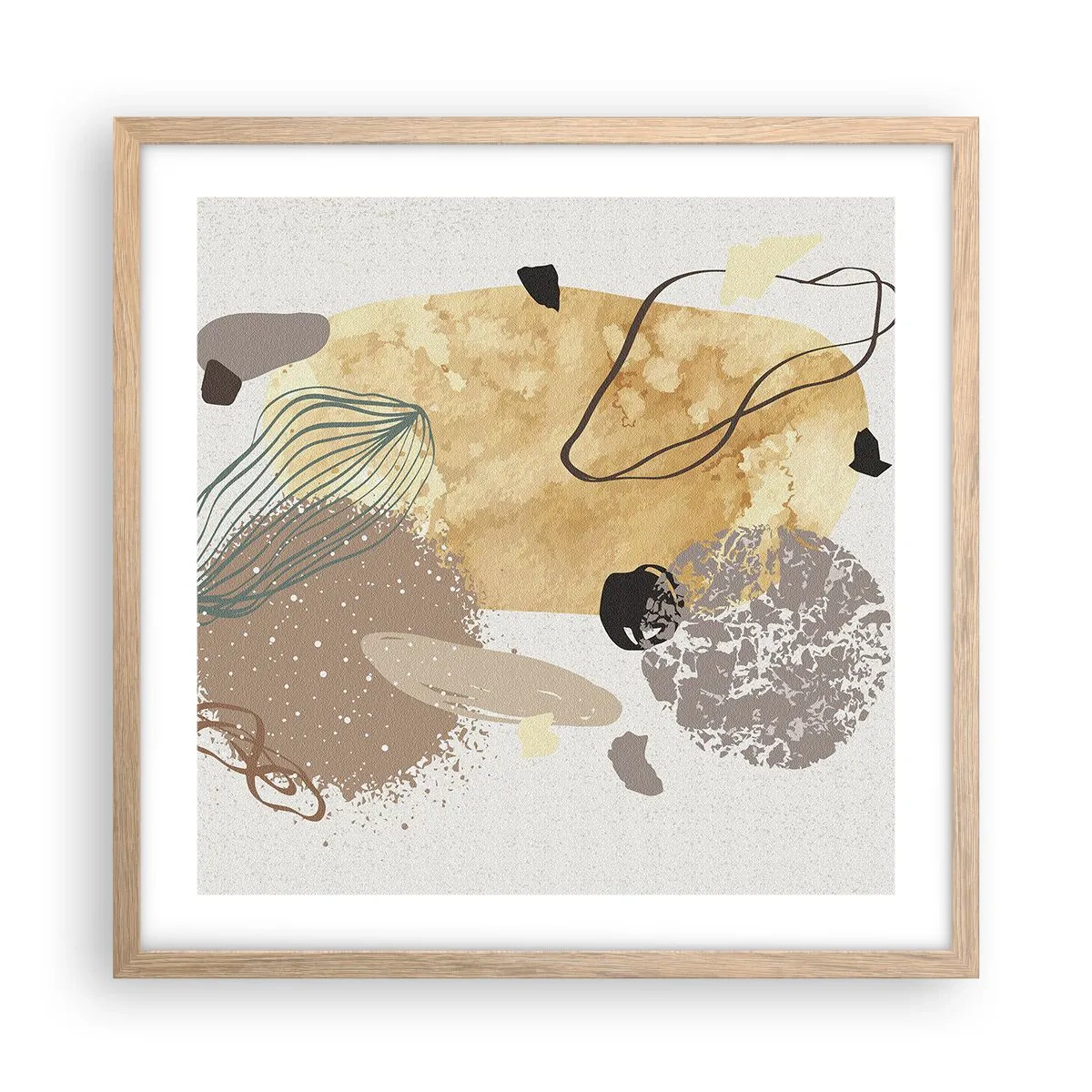 Plakát v rámu světlý dub - Abstraktní švestka - 50x50 cm