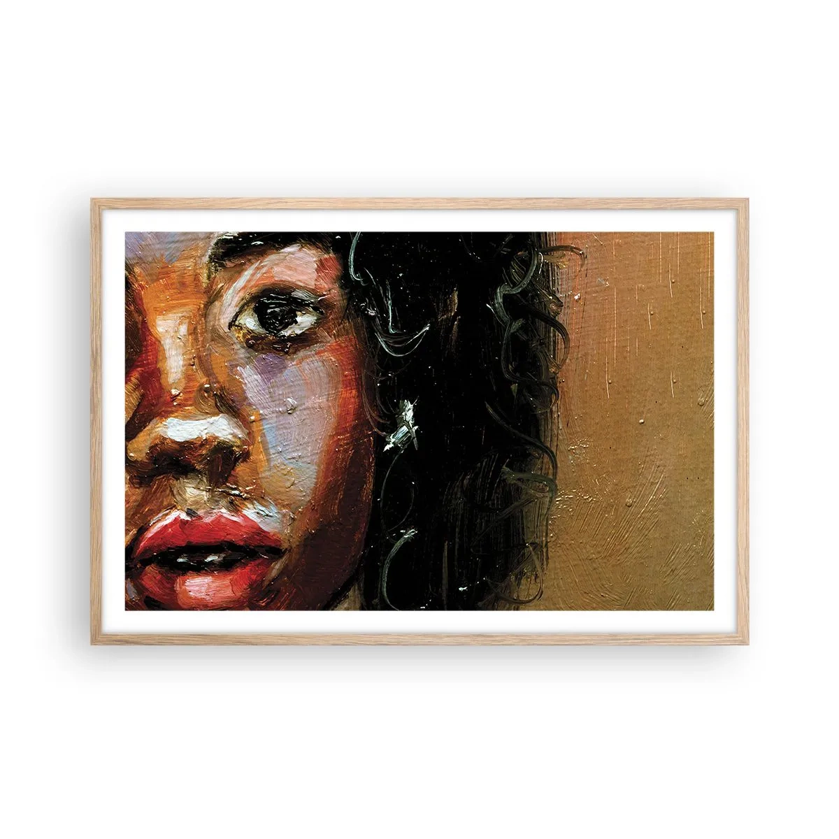 Plakát v rámu světlý dub - Černá a jas - 91x61 cm