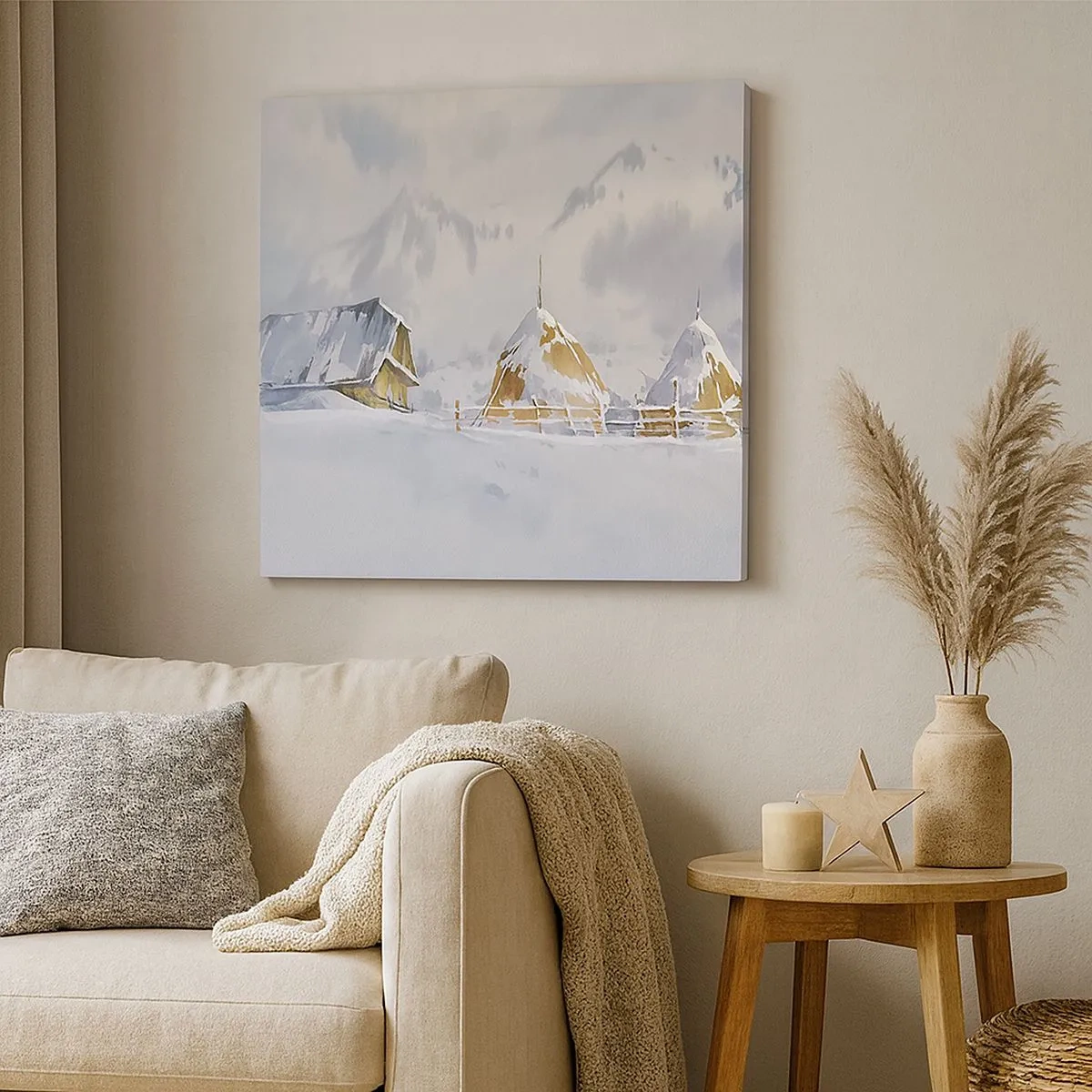 Obraz na plátně - V zasněženém údolí - 30x30 cm