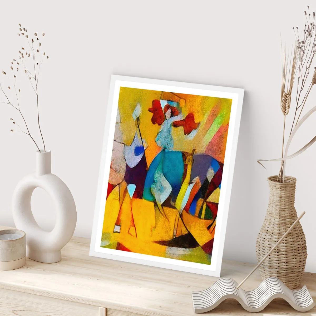 Plakát v bílém rámu - Slunce - život - radost - 50x70 cm