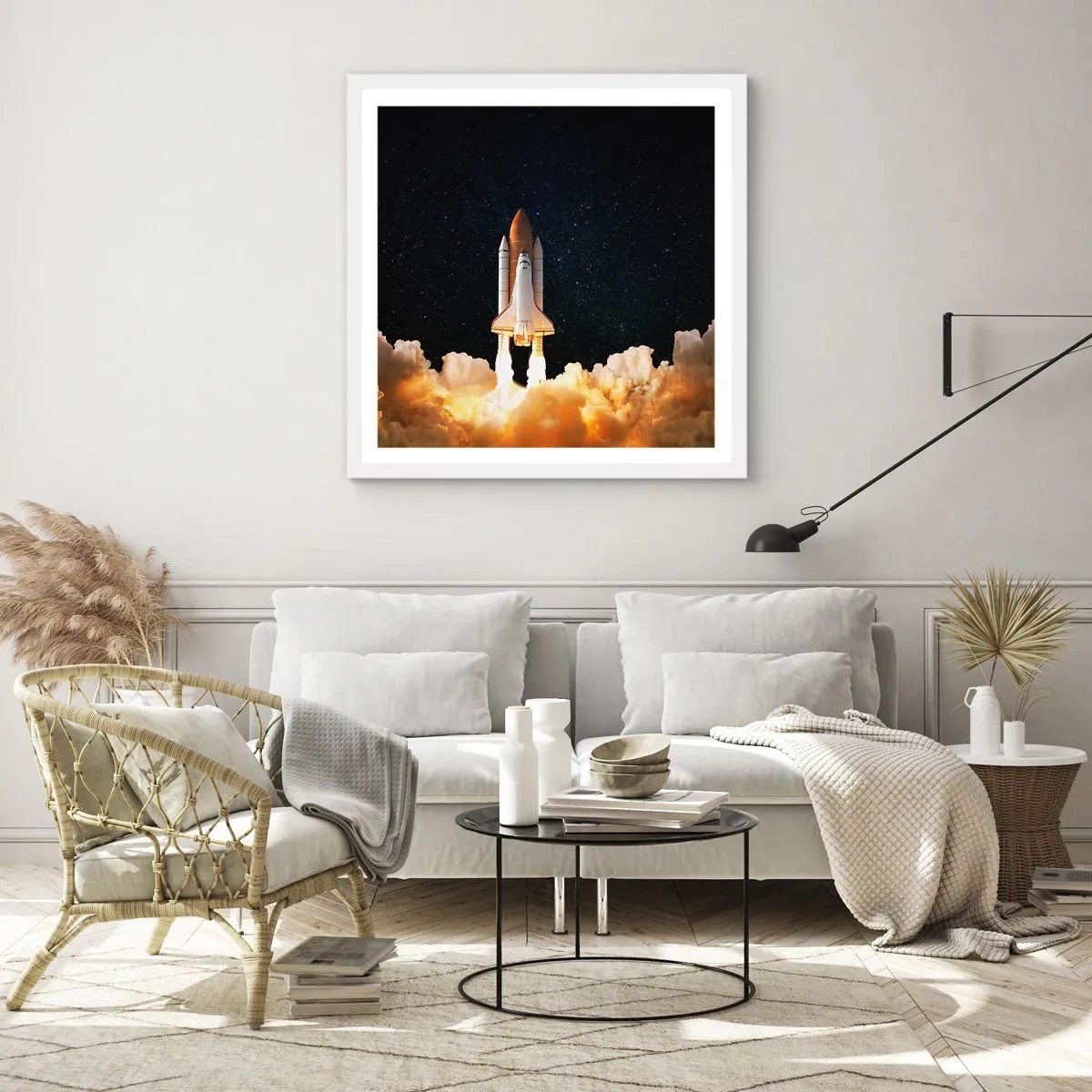 Plakát v bílém rámu - Ad astra! - 50x50 cm