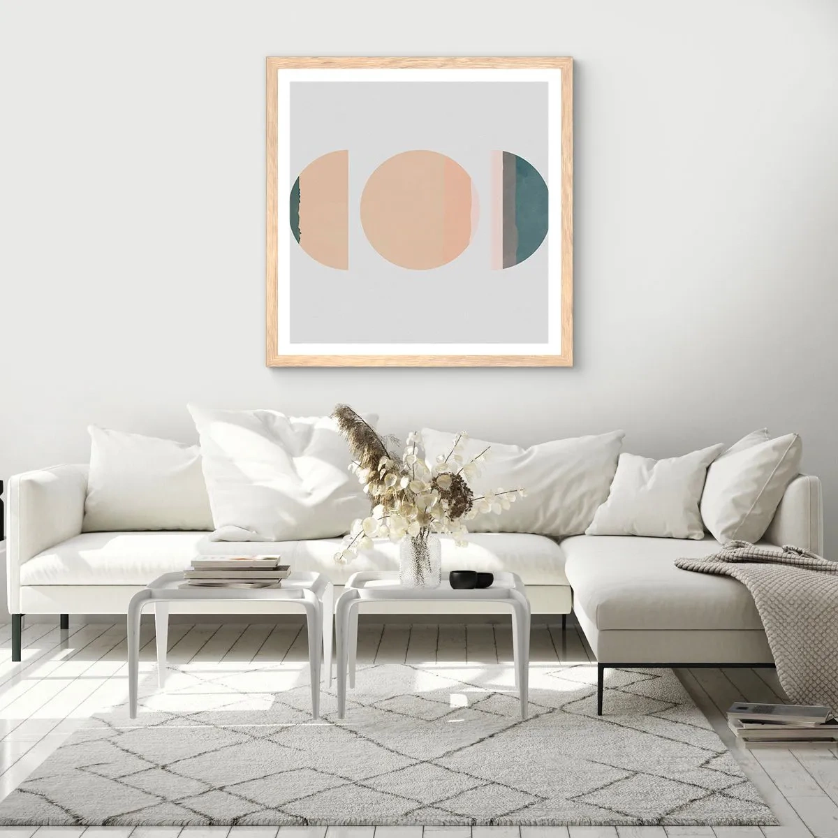 Plakát v rámu světlý dub - Kruh za kruhem - 40x40 cm