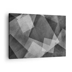 Obraz na plátně - Černobílá abstrakce s geometrickými tvary - 70x50cm - Odvěký symbol trvalosti a pořádku - Moderní nástěnná dekorace do obývacího pokoje a ložnice ARTTOR