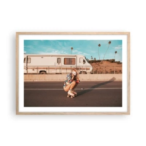 Plakát v rámu světlý dub - Usmějte se! - 70x50 cm