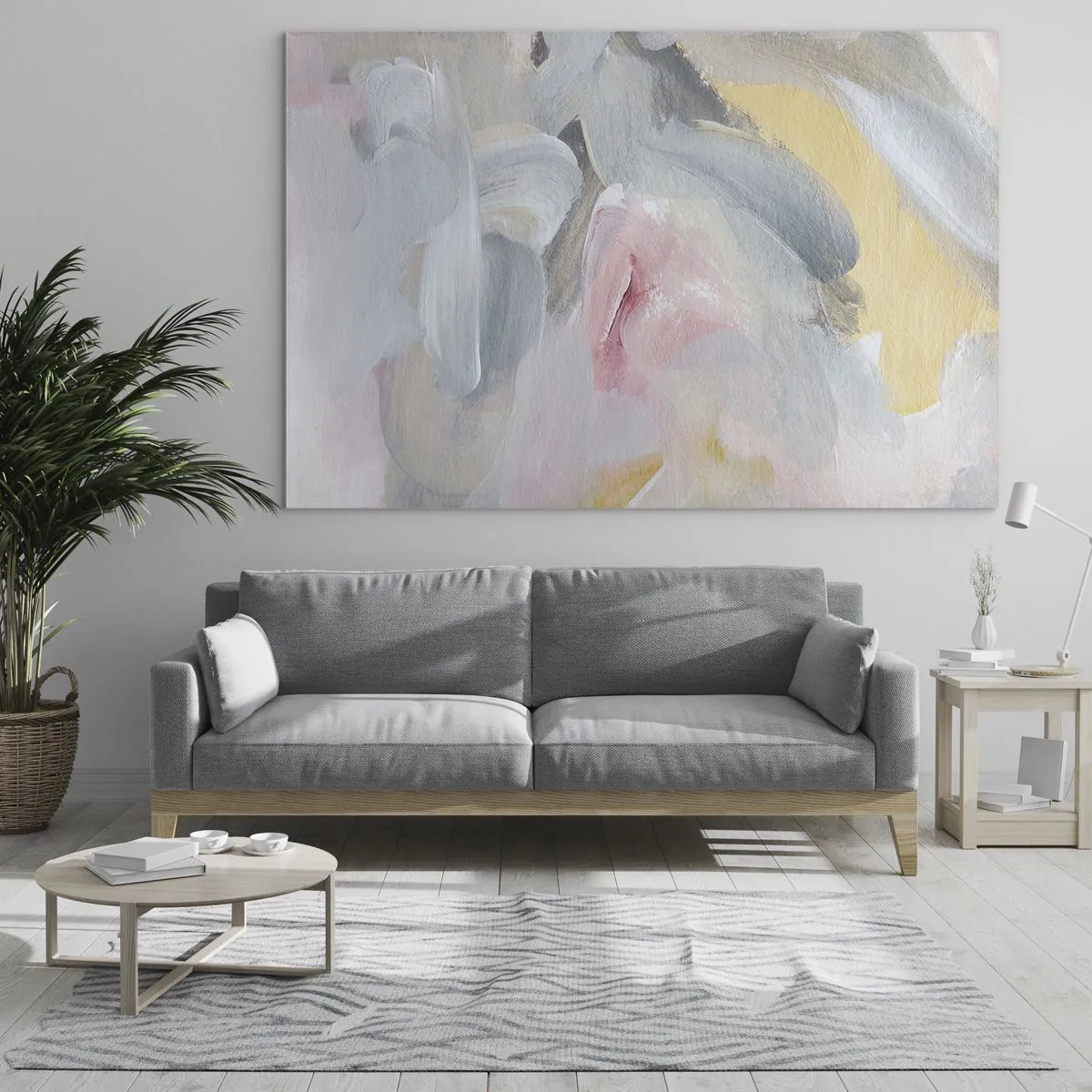 Obraz na skle - Abstraktní kompozice v pastelových barvách - 70x50cm - V pastelovém světě - Moderní nástěnná dekorace do obývacího pokoje a ložnice ARTTOR