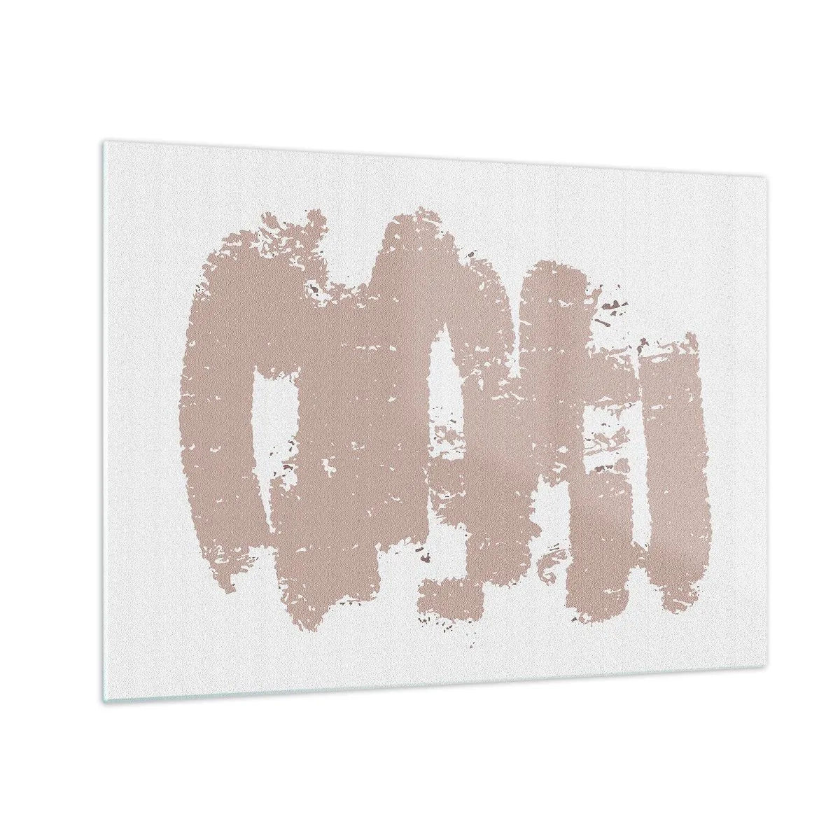 Obraz na skle - Růžové tahy barvy na bílém pozadí - 70x50cm - Abstrakce v jemné růžové - Moderní nástěnná dekorace do obývacího pokoje a ložnice ARTTOR