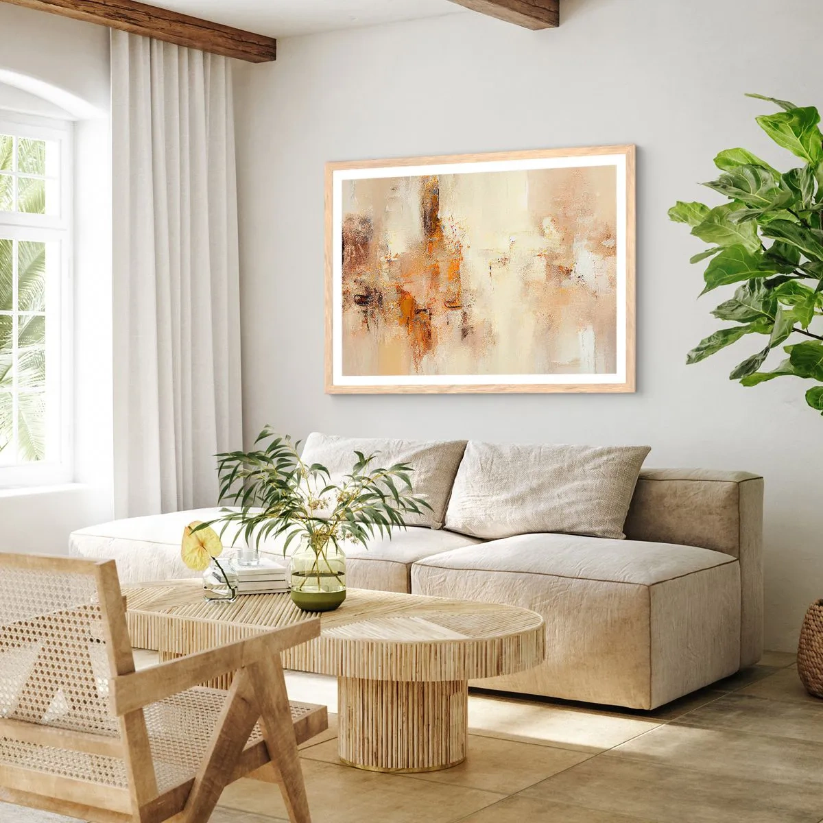 Plakát v rámu světlý dub - Duše jantaru - 100x70 cm