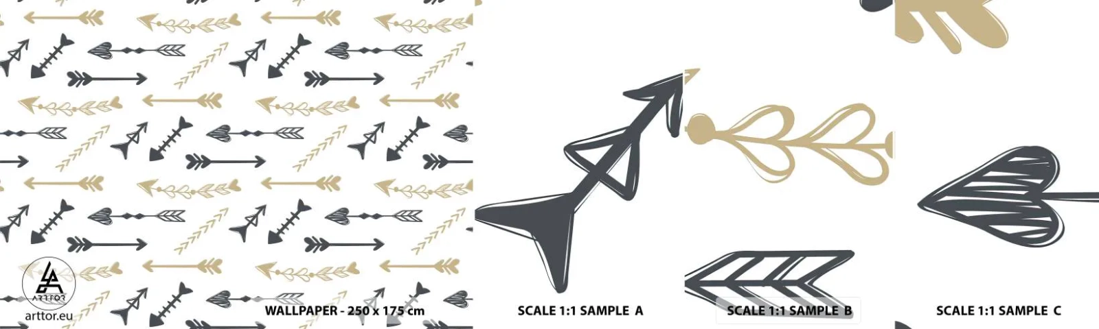 Vzor Fototapety Samolepicí Deluxe Sticker - Sen lučišníka - Abstrakce, Šipka, Boho - 100x30 cm