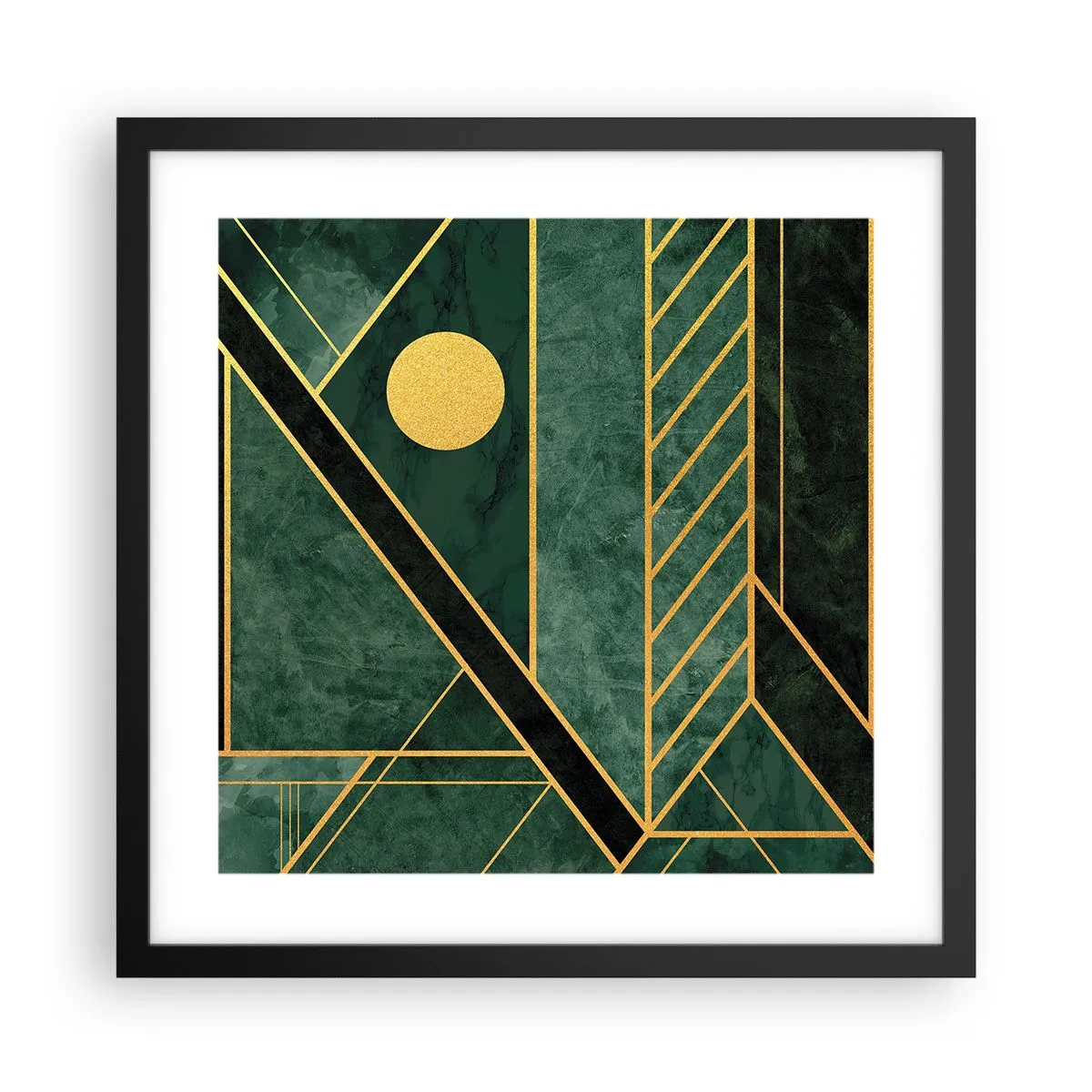 Plakát v černém rámu - Dynamika zlata a lazuritu - 40x40 cm