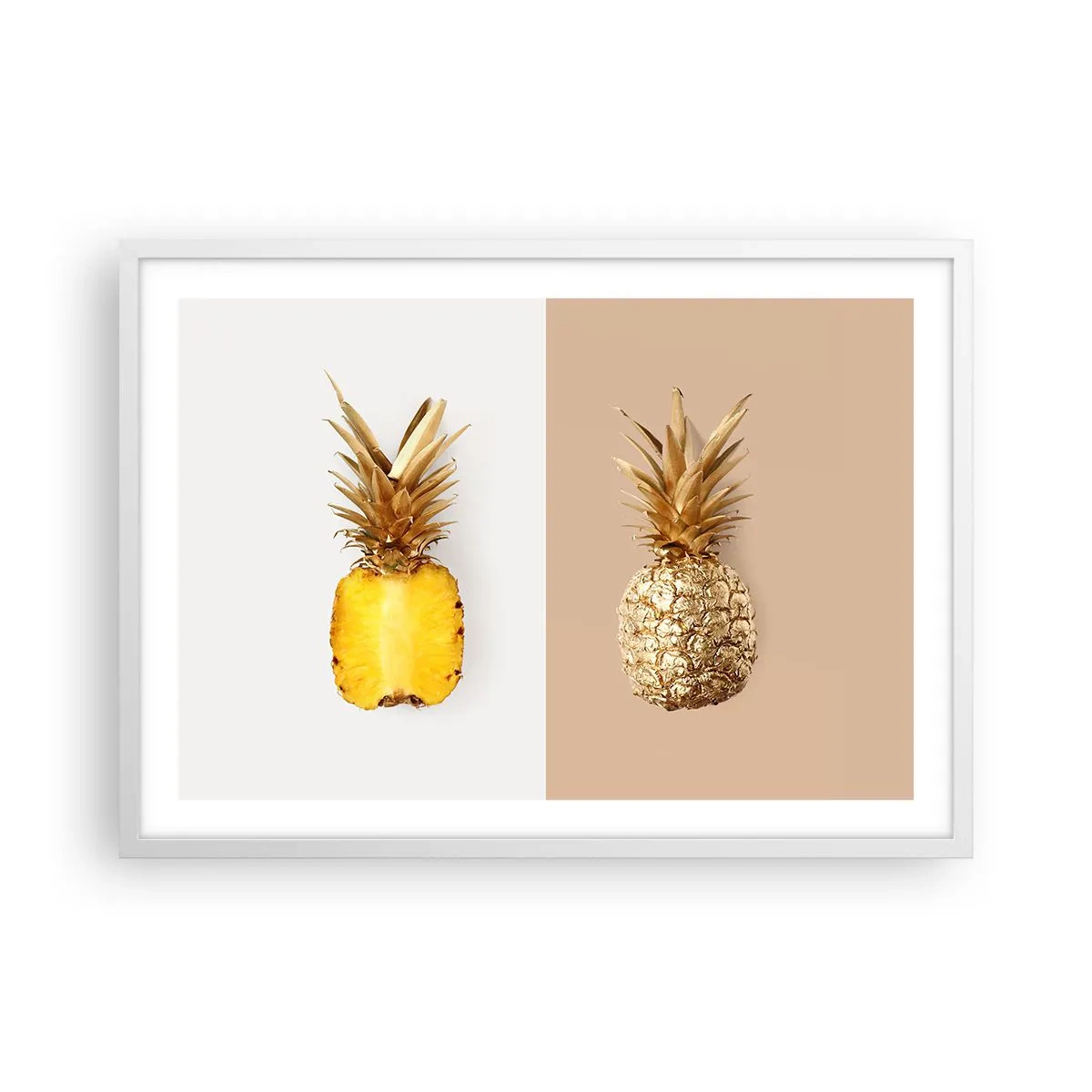 Plakát v bílém rámu - Ananas pro nás - 70x50 cm