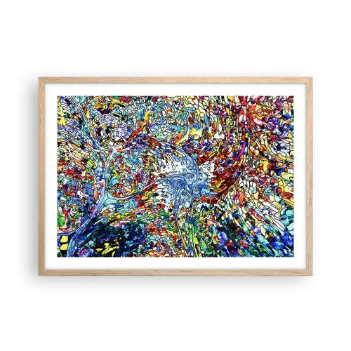 Plakát v rámu světlý dub - Vitráž s kapkami - 70x50 cm