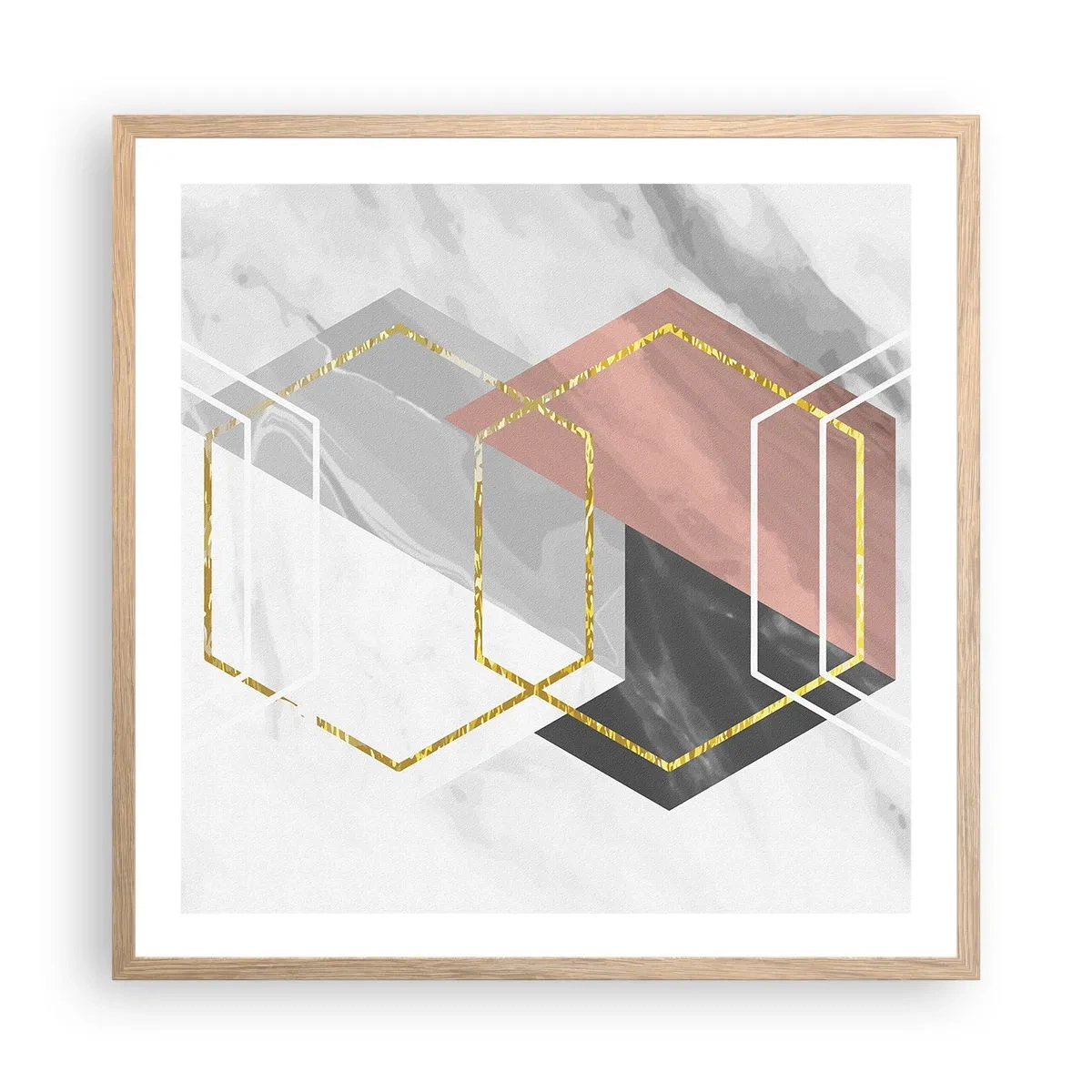 Plakát v rámu světlý dub - Řetězová kompozice - 60x60 cm