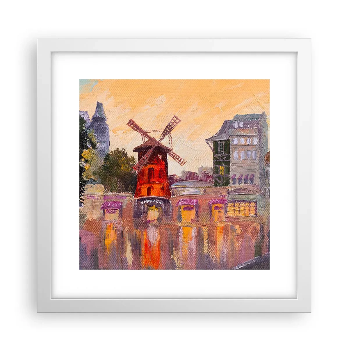 Plakát v bílém rámu - Pařížské ikony – Moulin Rouge - 30x30 cm
