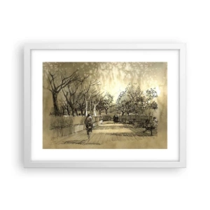 Plakát v bílém rámu - Pírkem zastavený okamžik - 40x30 cm