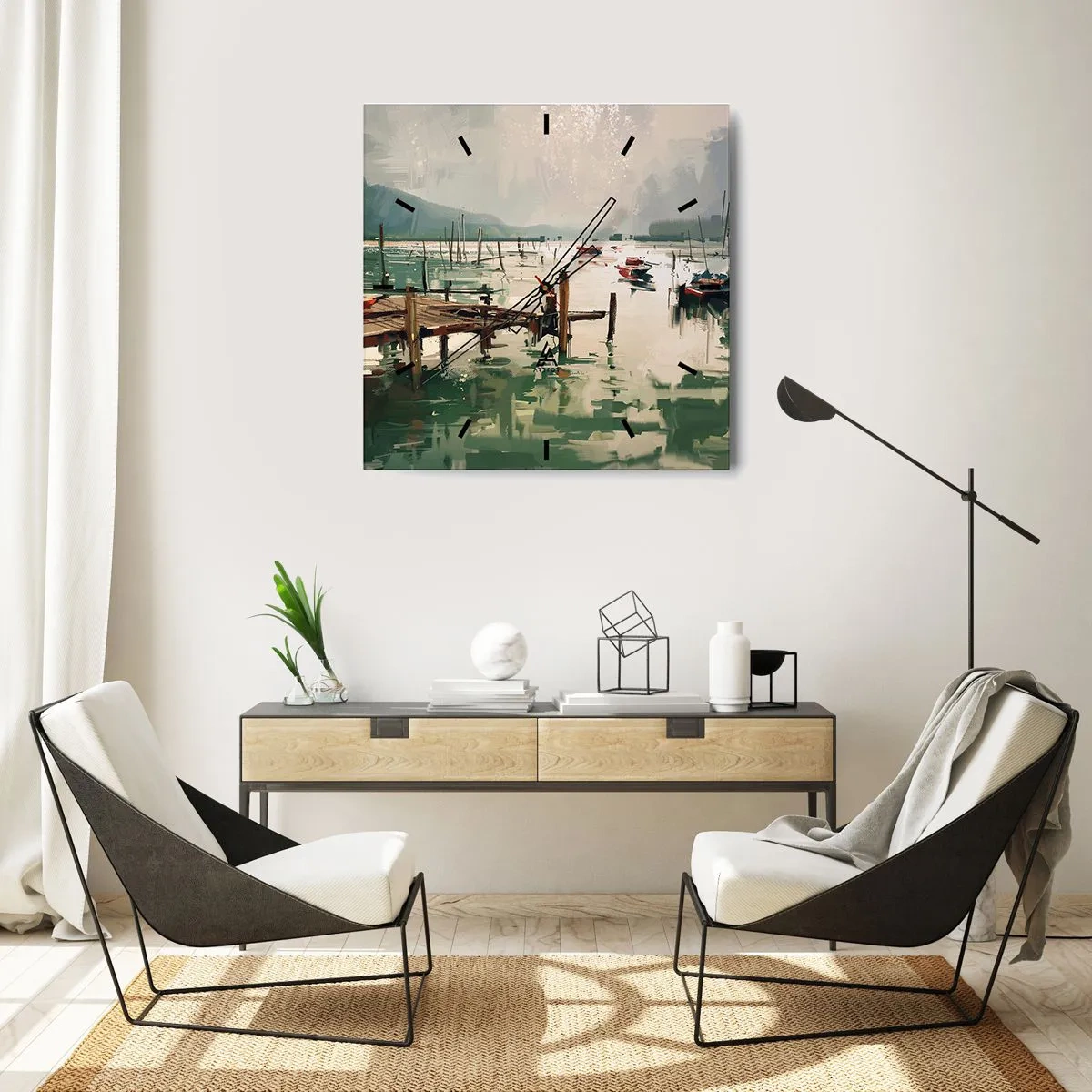 Nástěnné hodiny - Zalité roztaveným měsícem - 30x30 cm
