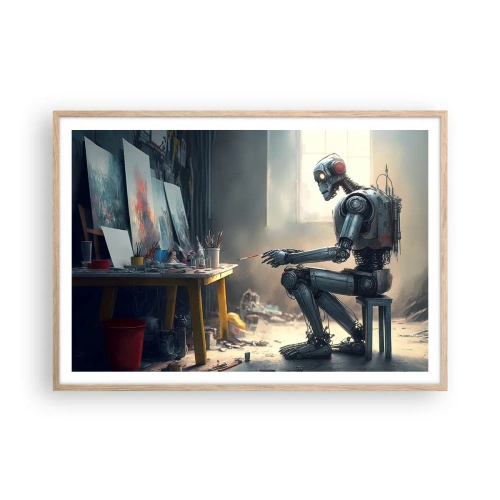 Plakát v rámu světlý dub - Akt stvoření - 100x70 cm
