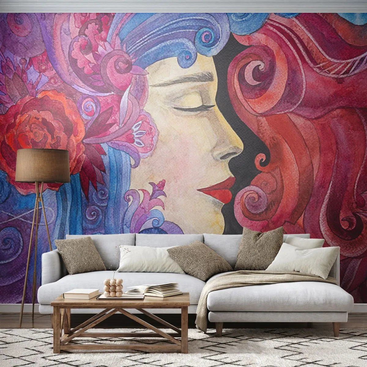 Fototapeta Samolepicí Deluxe Sticker - Secese stále živá - Žena, Květiny, Bohyně - 250x175 cm