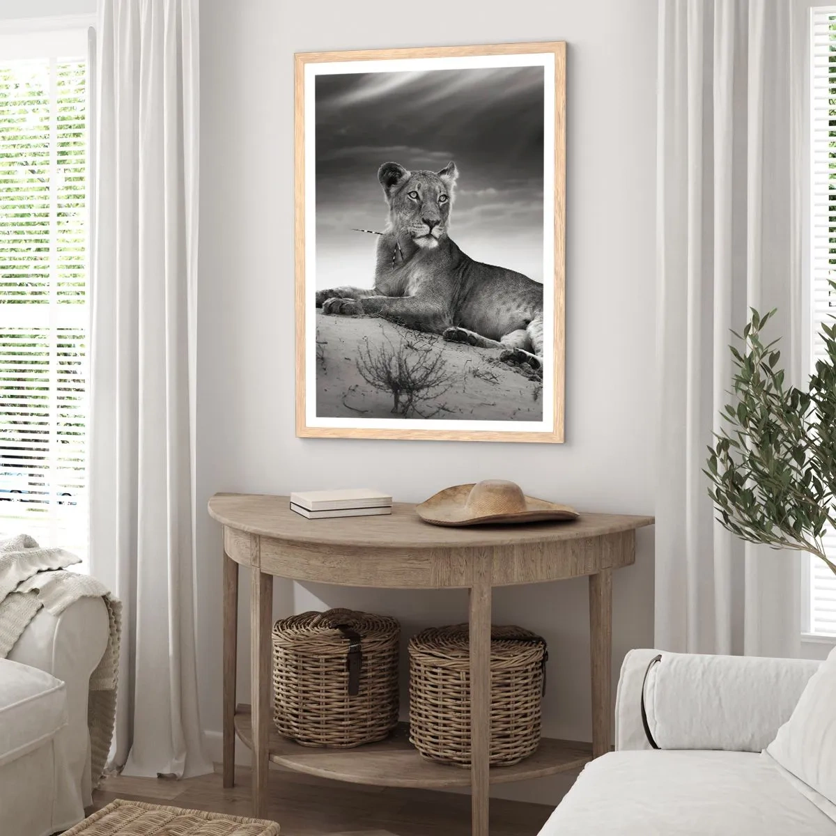 Plakát v rámu světlý dub - Odpočinek královny pouště - 61x91 cm