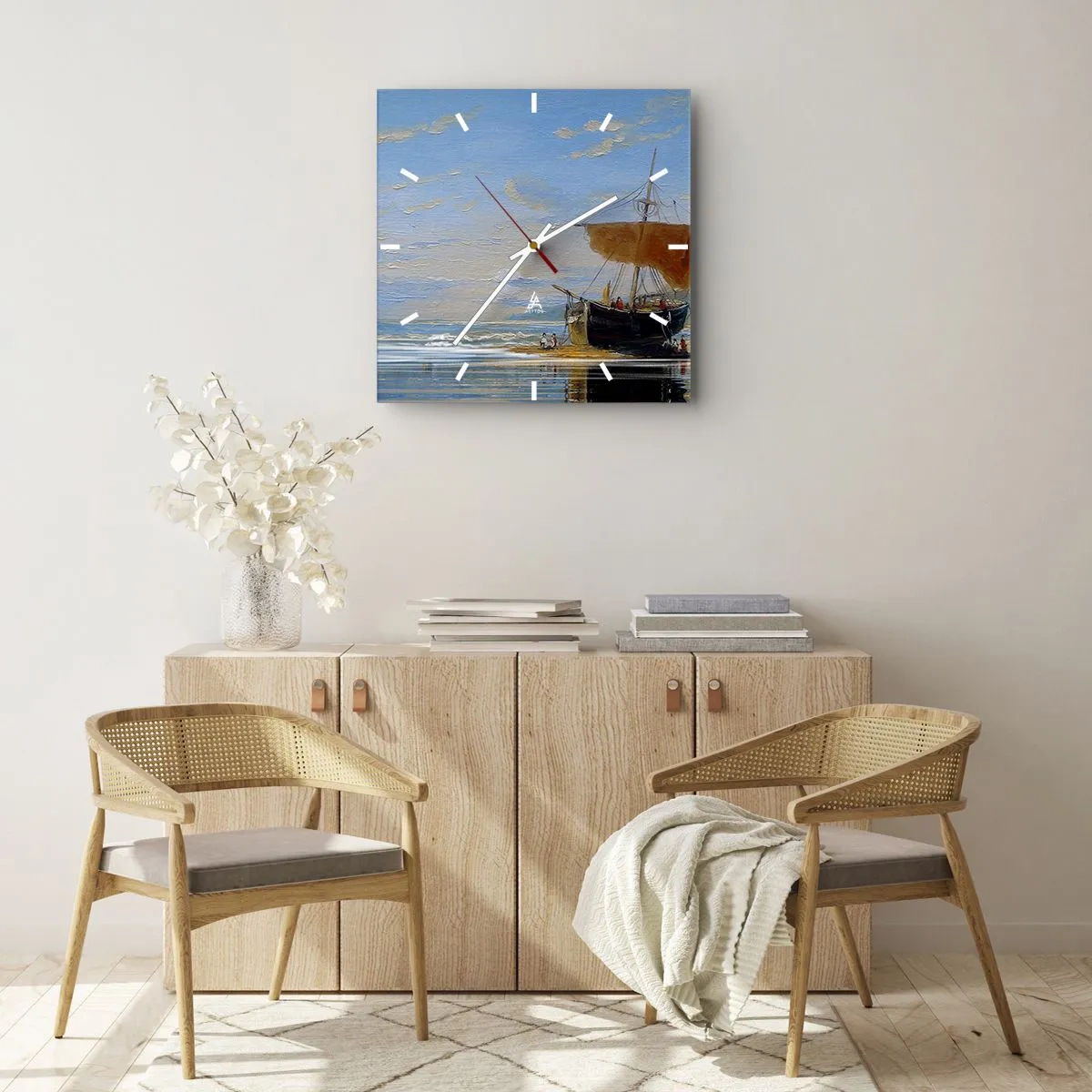 Nástěnné hodiny - Voda, země, vzduch - 40x40 cm