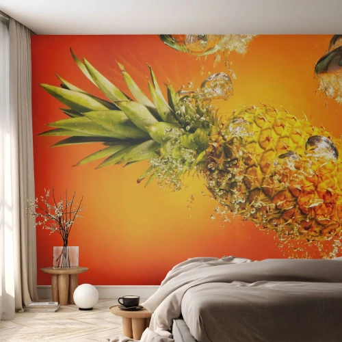 Fototapeta Premium Sand - Tropická šťavnatá svěžest - Ovoce, Ananas, Voda - 400x280 cm