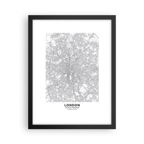 Plakát v černém rámu - Mapa londýnského labyrintu - 30x40 cm