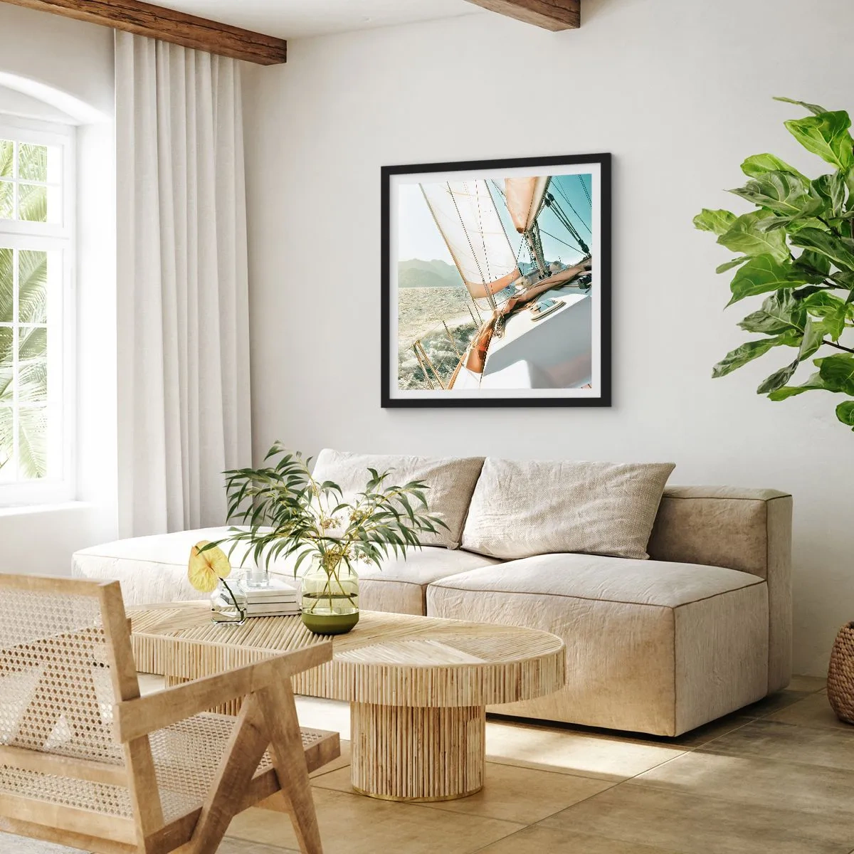 Plakát v černém rámu - Pod plnými plachtami - 40x40 cm