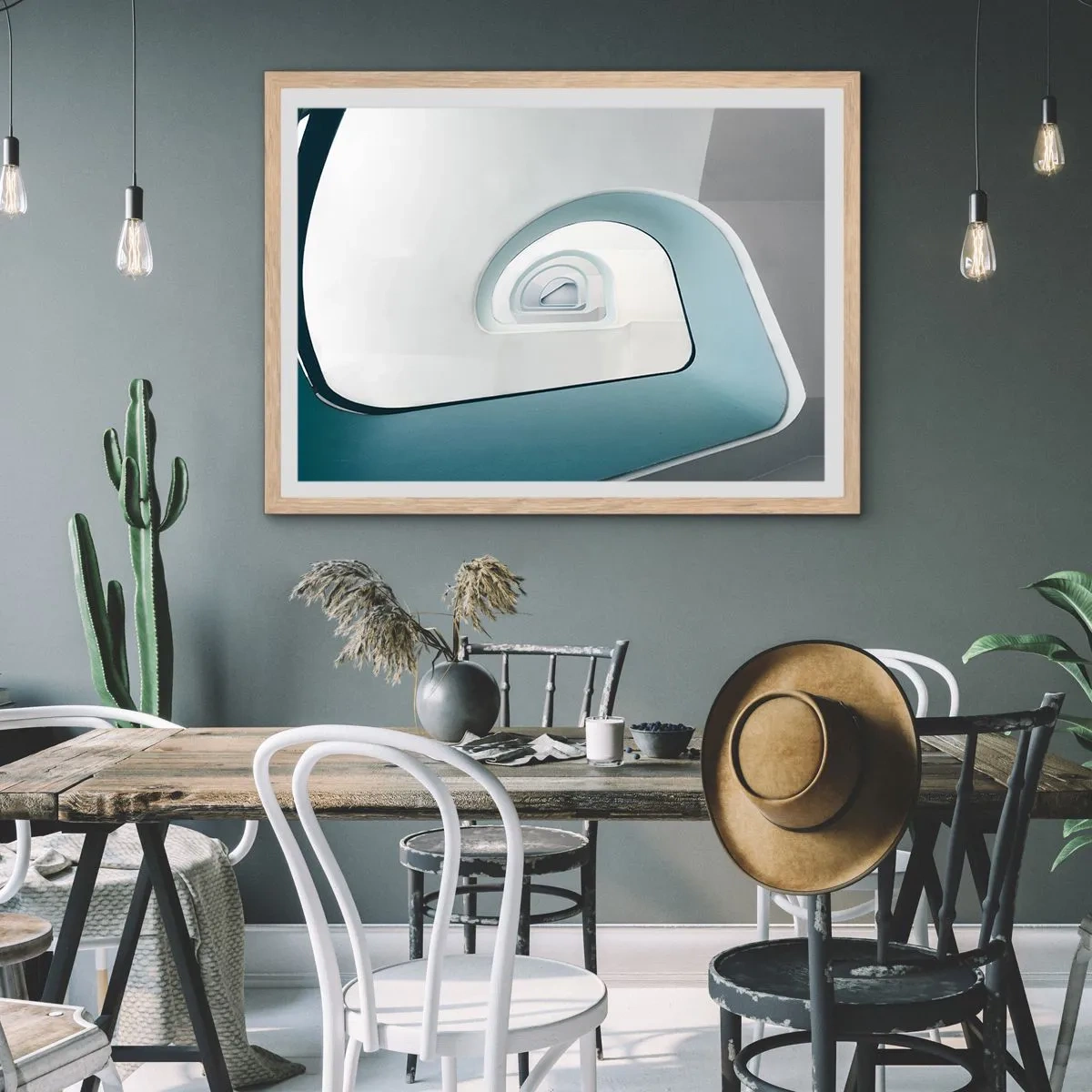 Plakát v rámu světlý dub - Na dno modré - 50x40 cm