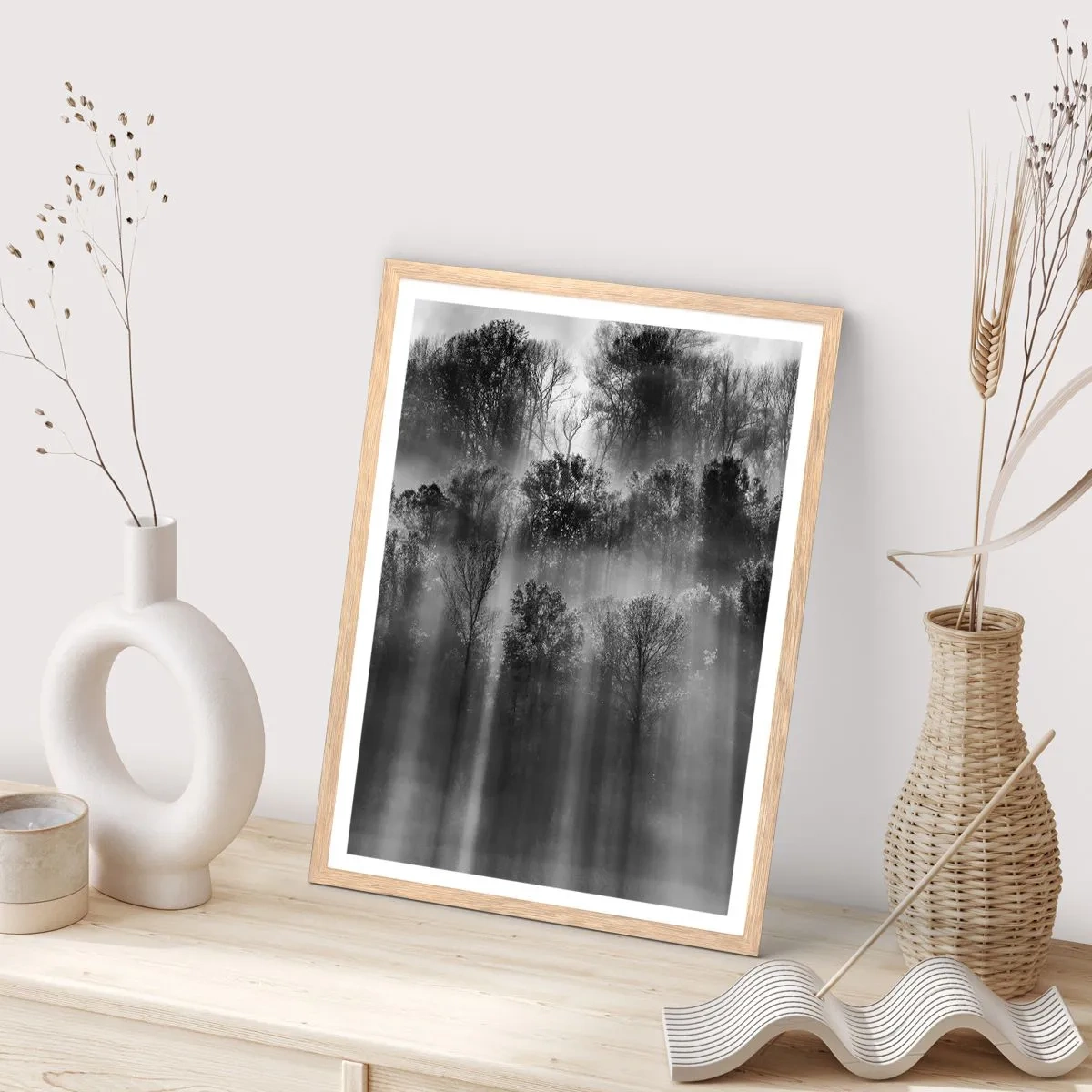 Plakát v rámu světlý dub - V paprscích světla - 61x91 cm