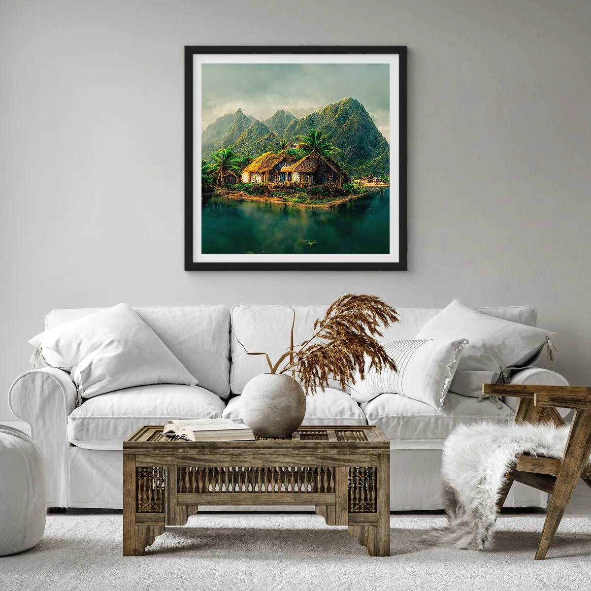 Plakát v černém rámu - Tropický ráj - 40x40 cm