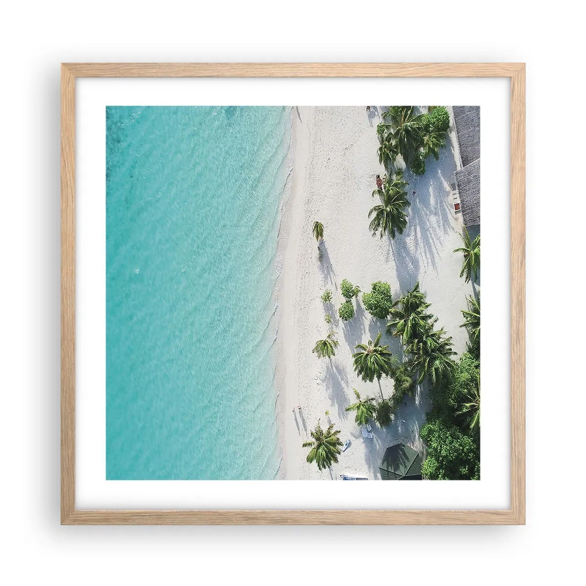 Plakát v rámu světlý dub - Dovolená v ráji - 50x50 cm